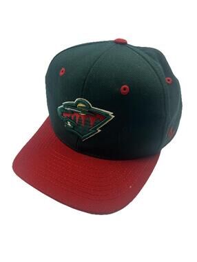 Vintage Minnesota Wild NHL Snapback Hat Cap Green Red Two Tone - Zephyr / M&N